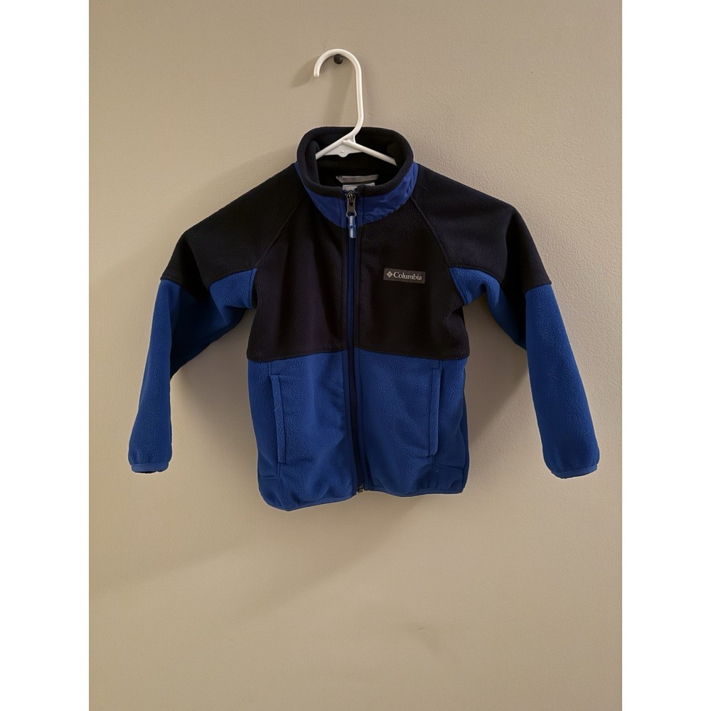 Columbia Boys Royal Blue and Navy Colorblock Fleece Zip-Up Jacket Size 4T